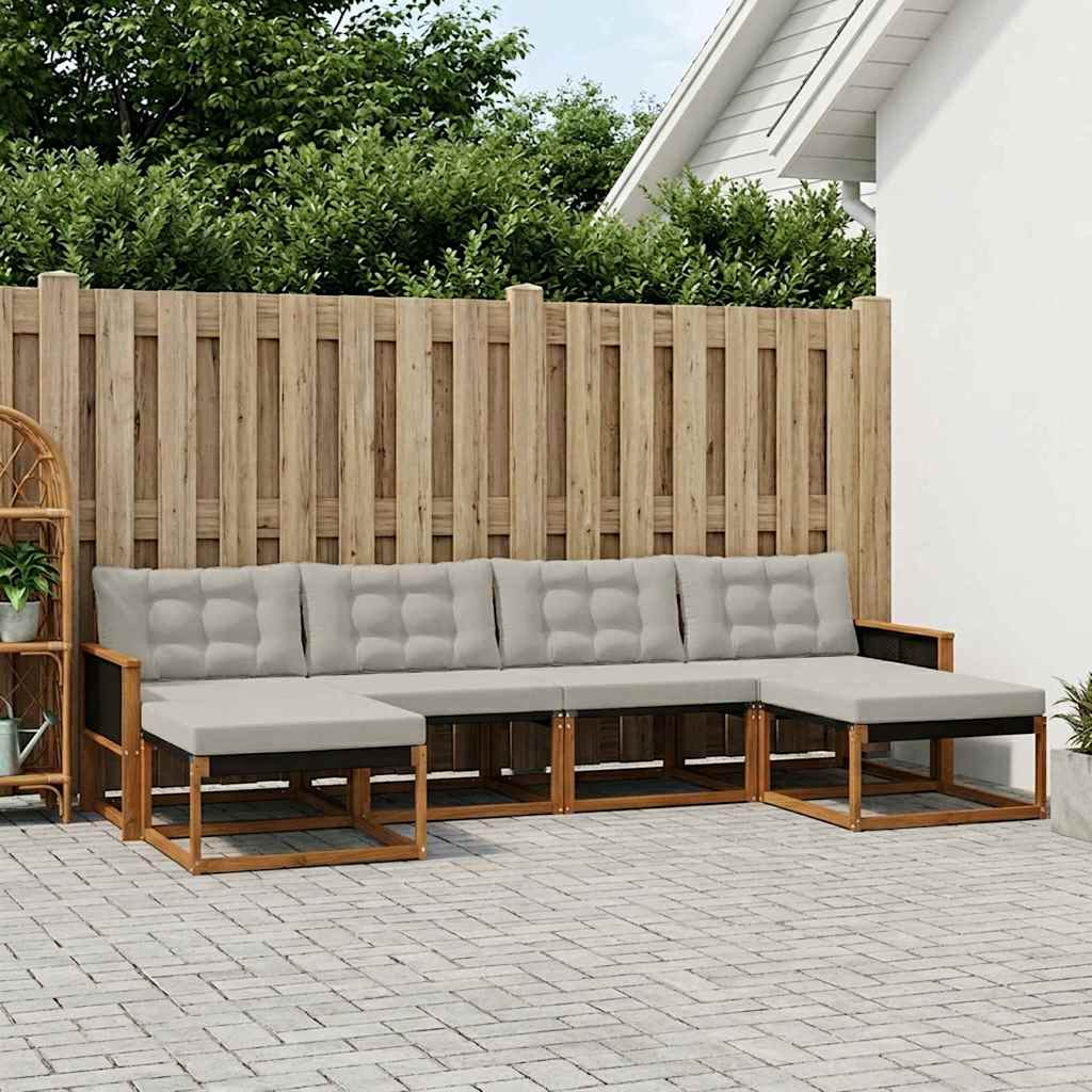 vidaXL Zestaw sof na zewnątrz z poduszką 6 pcs Naturalny i jasnoszary