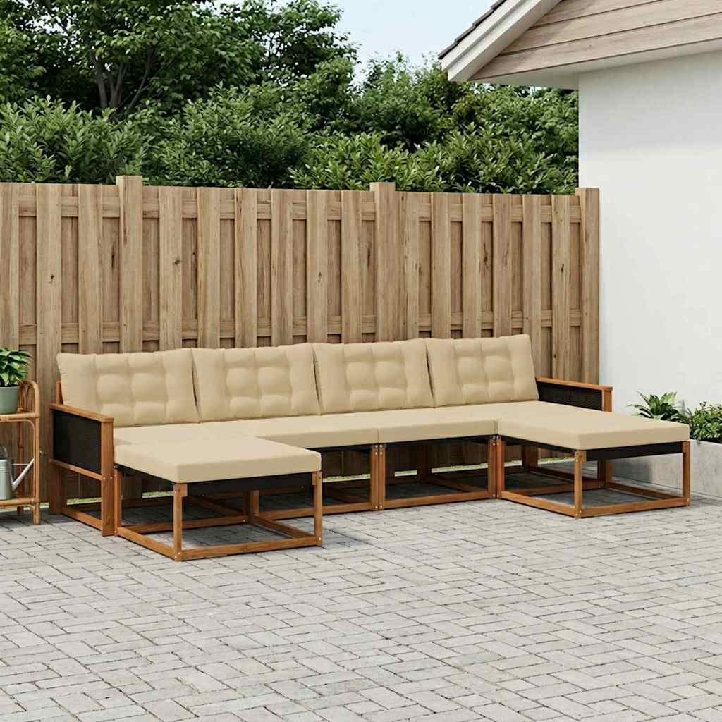 vidaXL Zestaw sof na zewnątrz z poduszką 6 pcs Naturalny i Beżowy