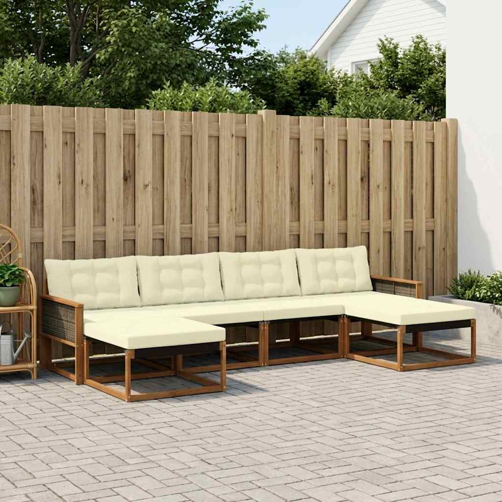vidaXL Zestaw sof na zewnątrz z poduszką 6 pcs Naturalny i Kremowy