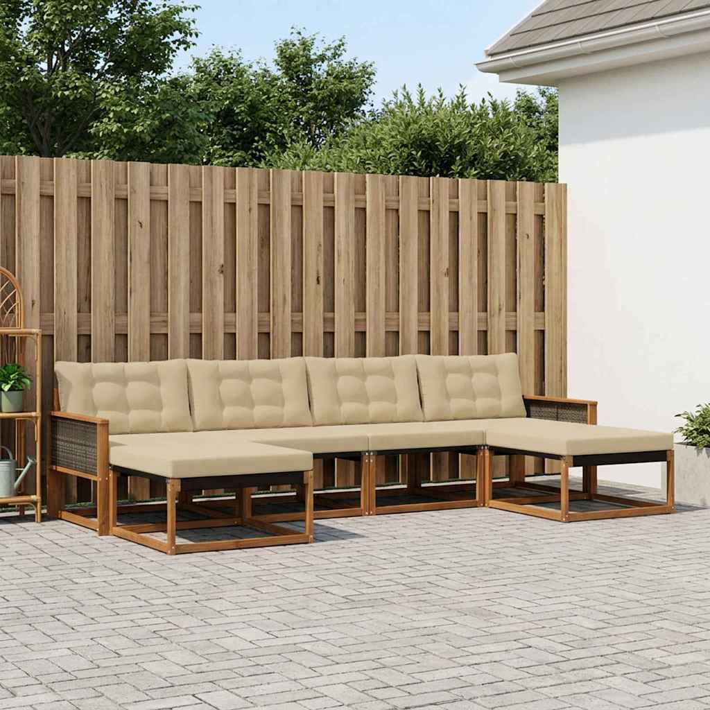 vidaXL Zestaw sof na zewnątrz z poduszką 6 pcs Naturalny i Beżowy