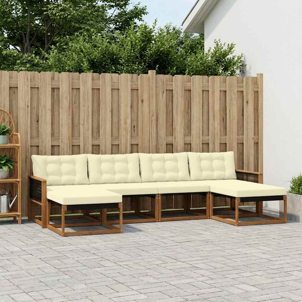 vidaXL Zestaw sof na zewnątrz z poduszką 6 pcs Naturalny i Kremowy