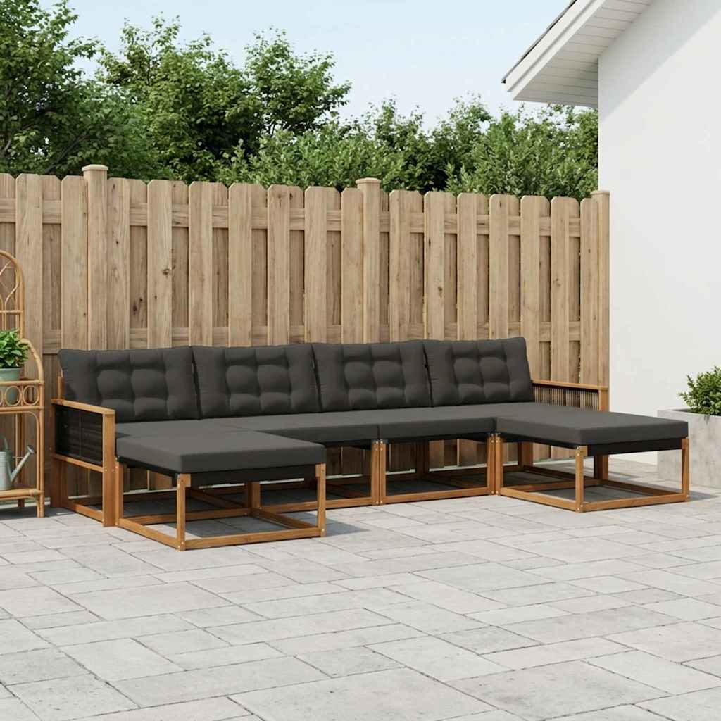 vidaXL Zestaw sof na zewnątrz z poduszką 6 pcs Naturalny i czarny