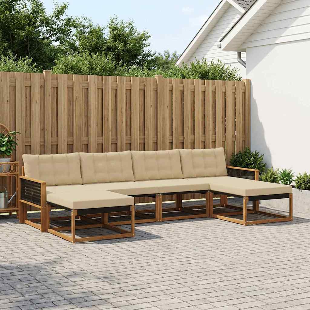 vidaXL Zestaw sof na zewnątrz z poduszką 6 pcs Naturalny i Beżowy