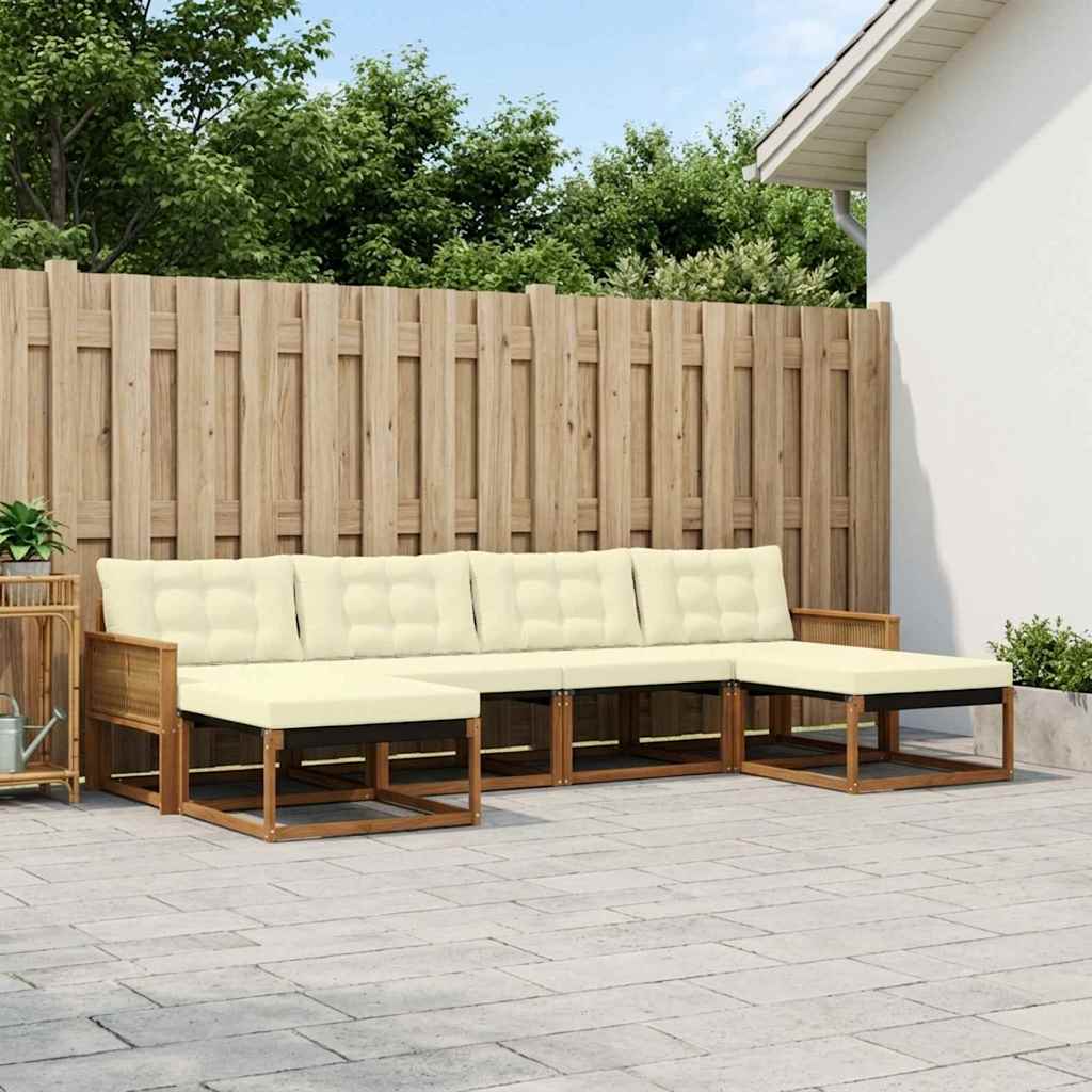 vidaXL Zestaw sof na zewnątrz z poduszką 6 pcs Naturalny i Kremowy