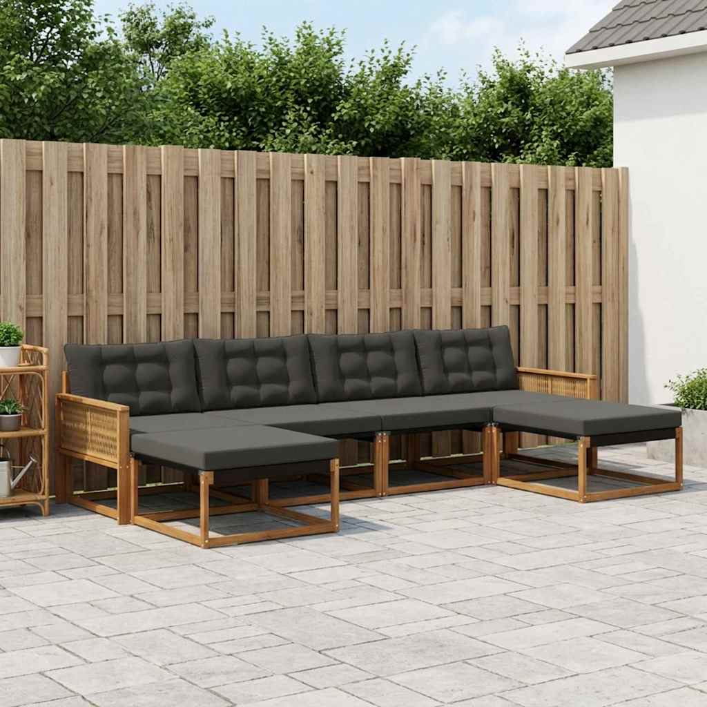 vidaXL Zestaw sof na zewnątrz z poduszką 6 pcs Naturalny i czarny