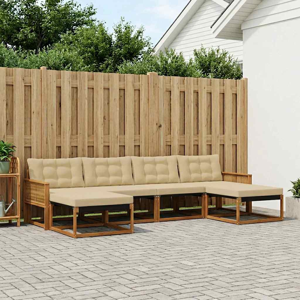 vidaXL Zestaw sof na zewnątrz z poduszką 6 pcs Naturalny i Beżowy