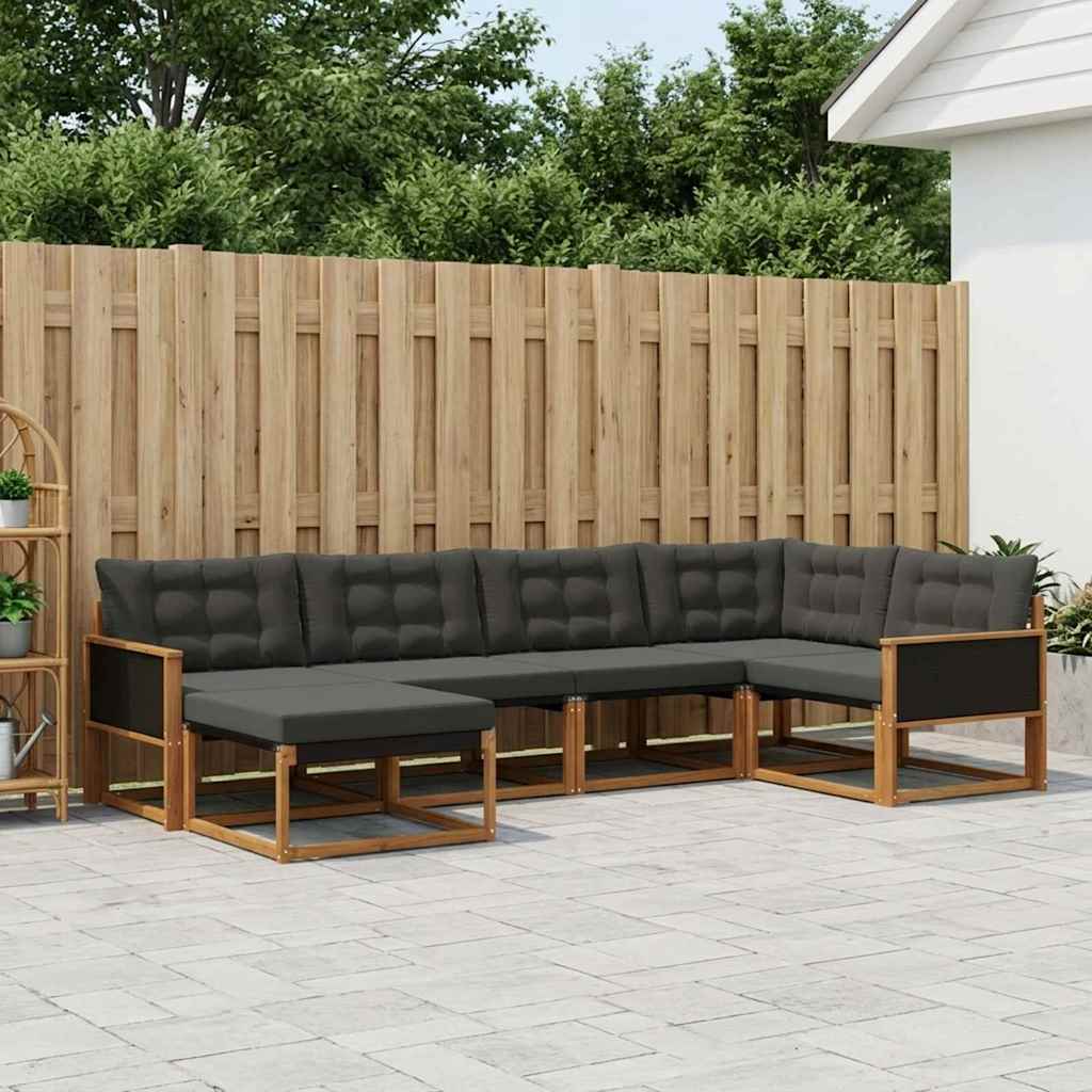 vidaXL Zestaw sof na zewnątrz z poduszką 8 pcs Naturalny i czarny