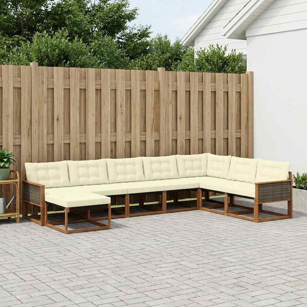vidaXL Zestaw sof na zewnątrz z poduszką 8 pcs Naturalny i Kremowy