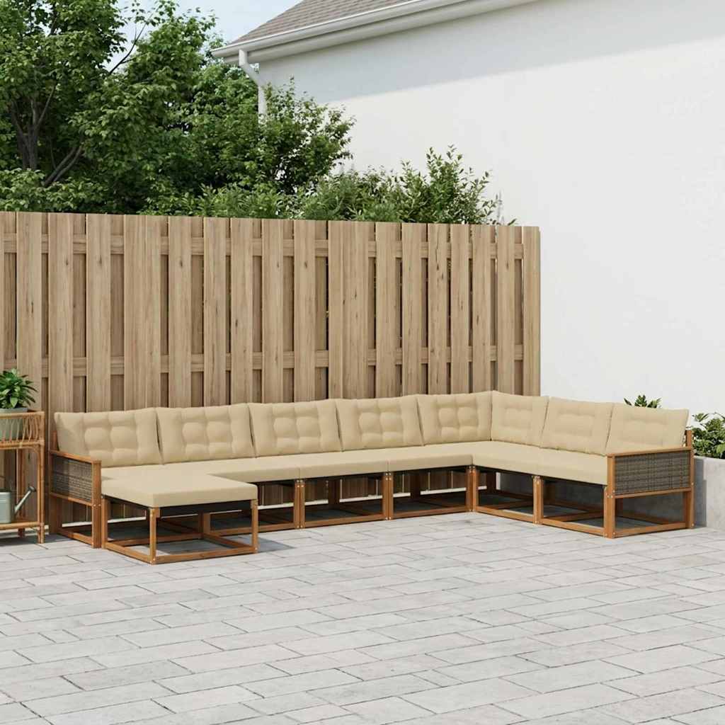 vidaXL Zestaw sof na zewnątrz z poduszką 8 pcs Naturalny i Beżowy