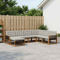 vidaXL Zestaw sof na zewnątrz z poduszką 8 pcs Naturalny i jasnoszary