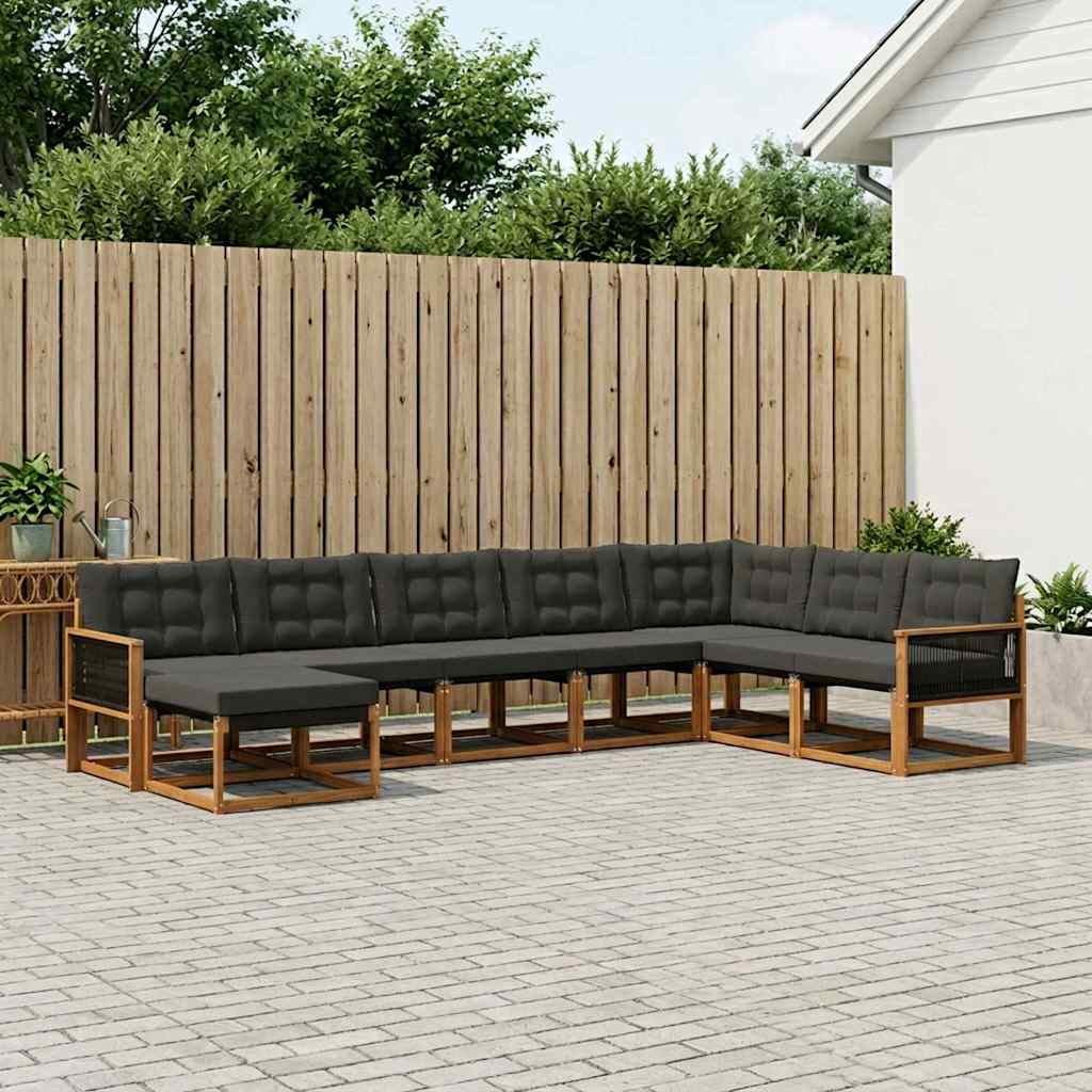 vidaXL Zestaw sof na zewnątrz z poduszką 8 pcs Naturalny i czarny