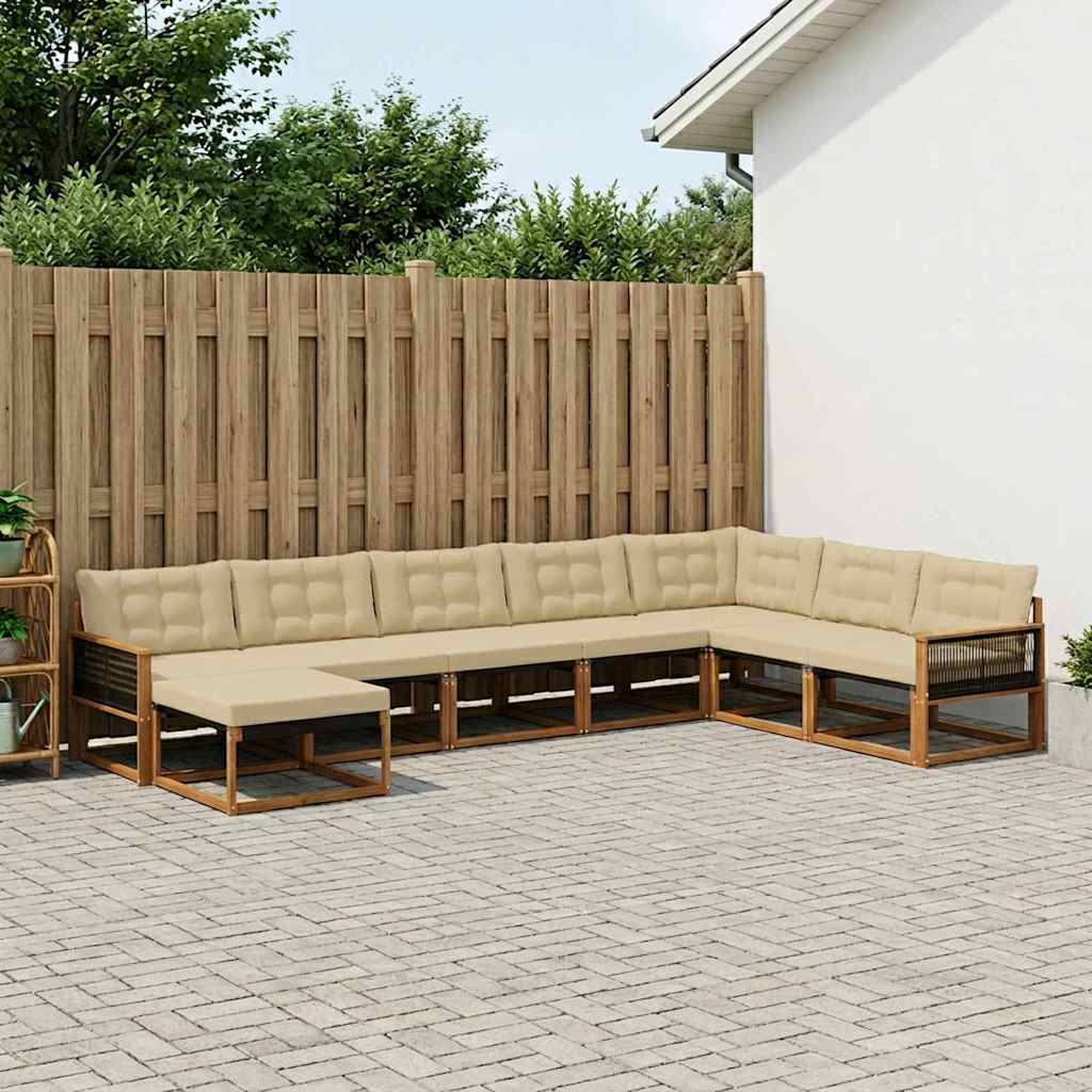 vidaXL Zestaw sof na zewnątrz z poduszką 8 pcs Naturalny i Beżowy