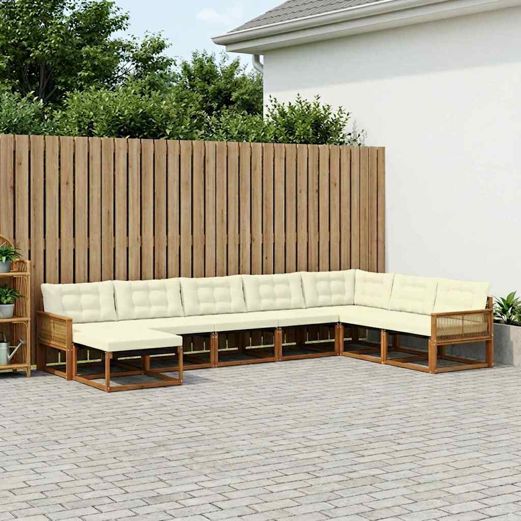 vidaXL Zestaw sof na zewnątrz z poduszką 8 pcs Naturalny i Kremowy