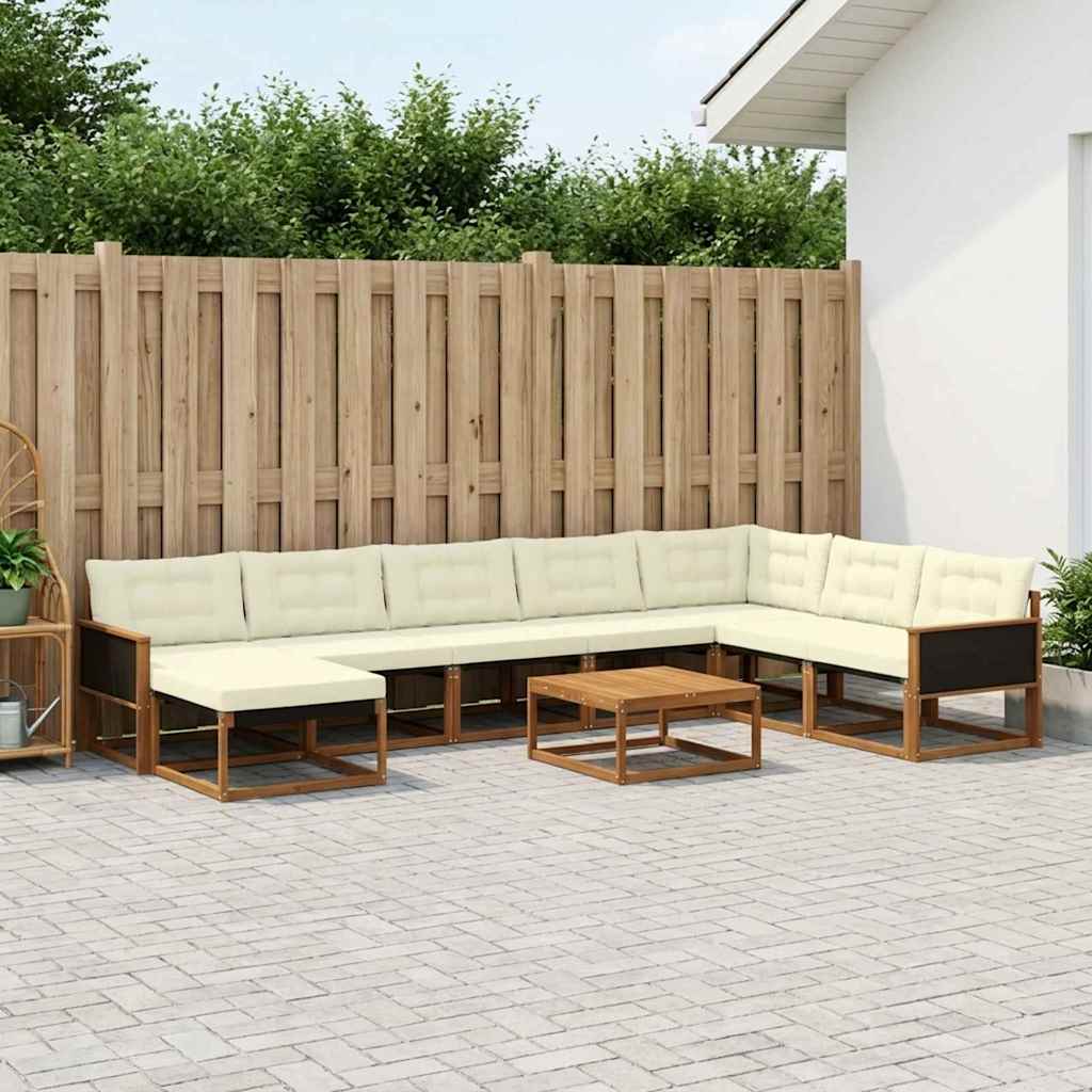 vidaXL Zestaw sof na zewnątrz z poduszką 9 pcs Naturalny i Kremowy