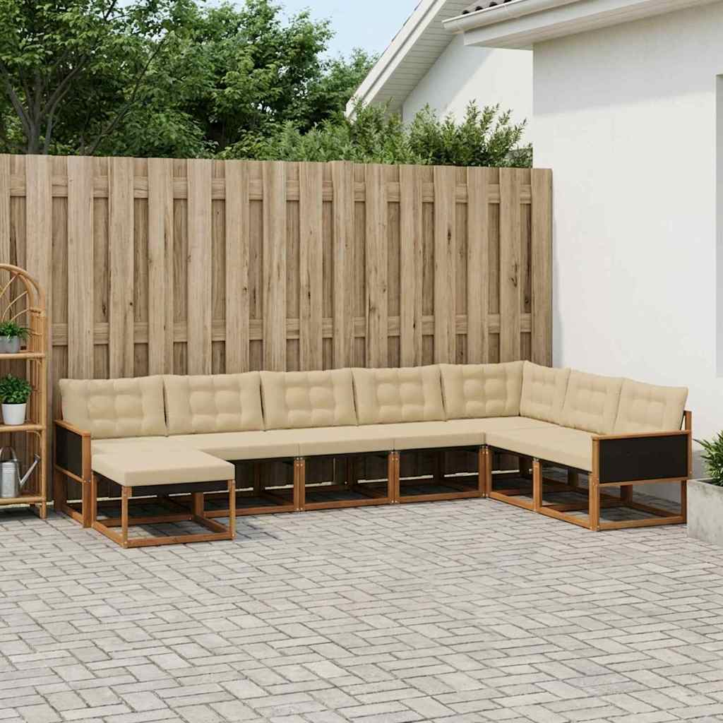 vidaXL Zestaw sof na zewnątrz z poduszką 9 pcs Naturalny i Beżowy