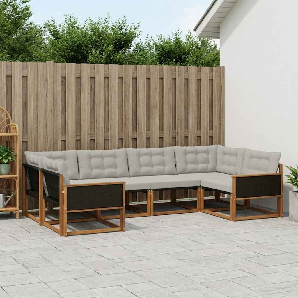 vidaXL Zestaw sof na zewnątrz z poduszką 6 pcs Naturalny i jasnoszary