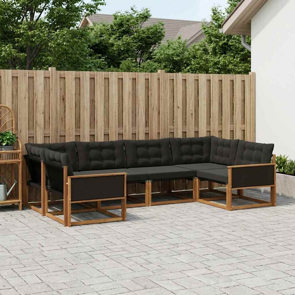 vidaXL Zestaw sof na zewnątrz z poduszką 6 pcs Naturalny i czarny
