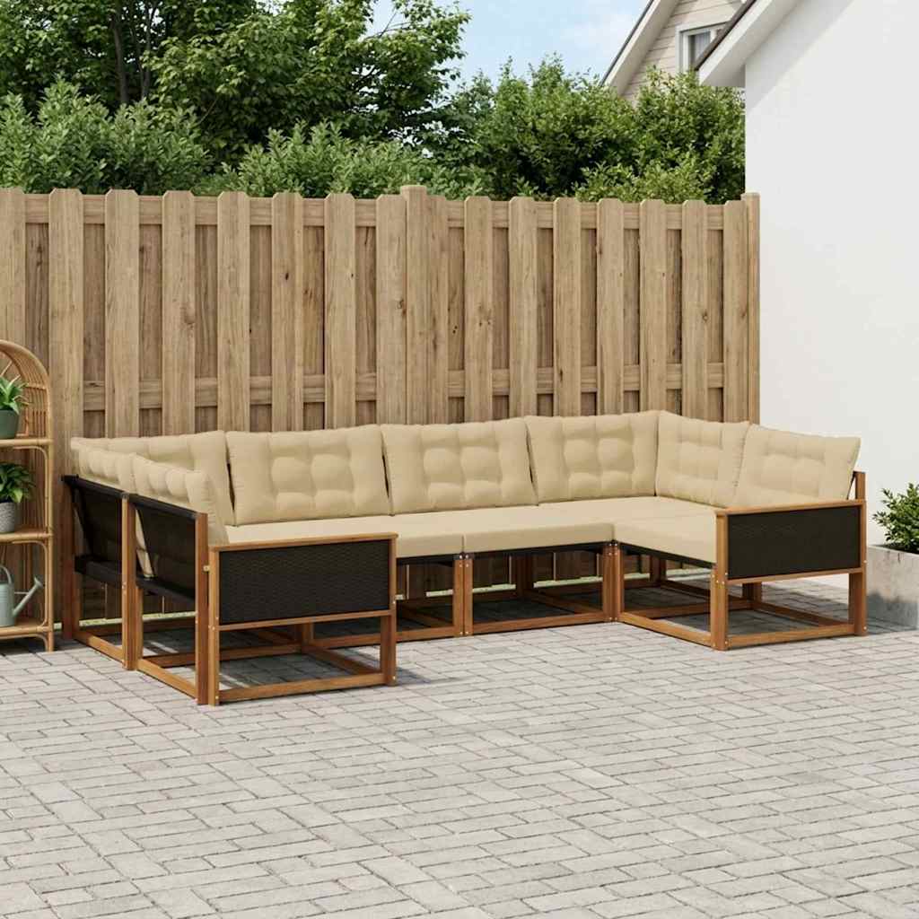 vidaXL Zestaw sof na zewnątrz z poduszką 6 pcs Naturalny i Beżowy