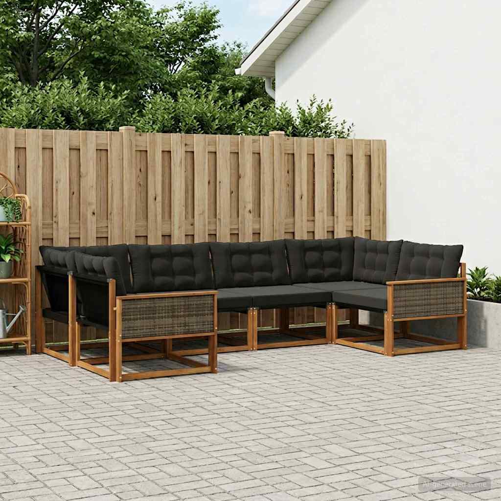 vidaXL Zestaw sof na zewnątrz z poduszką 6 pcs Naturalny i czarny