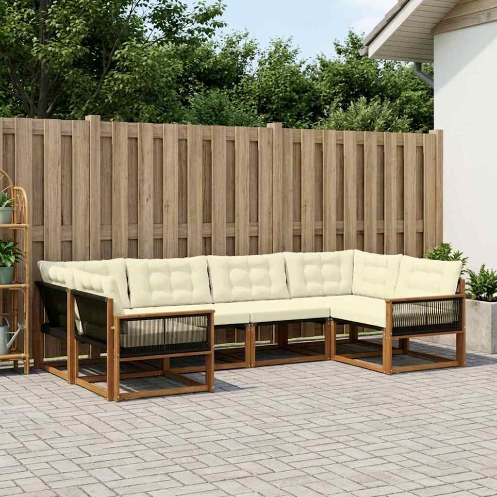 vidaXL Zestaw sof na zewnątrz z poduszką 6 pcs Naturalny i Kremowy