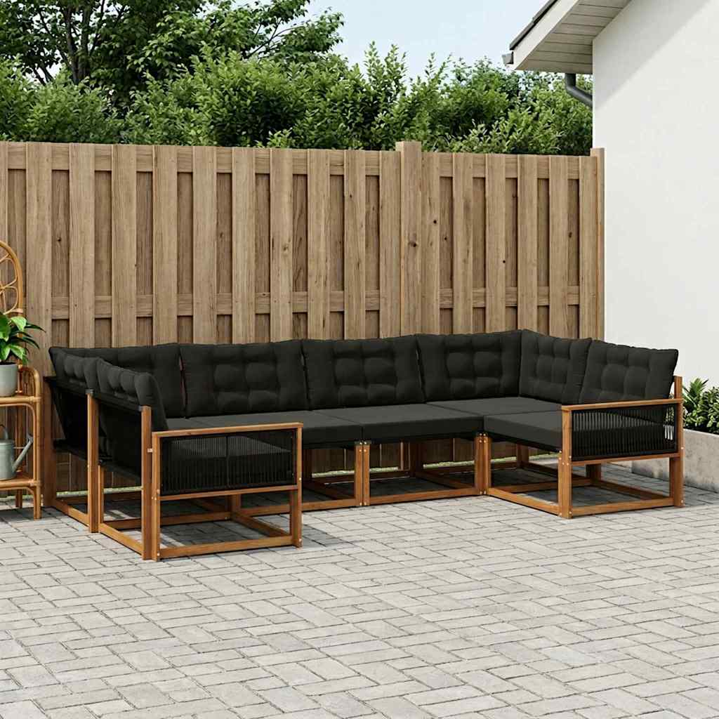 vidaXL Zestaw sof na zewnątrz z poduszką 6 pcs Naturalny i czarny