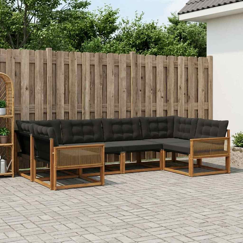 vidaXL Zestaw sof na zewnątrz z poduszką 6 pcs Naturalny i czarny
