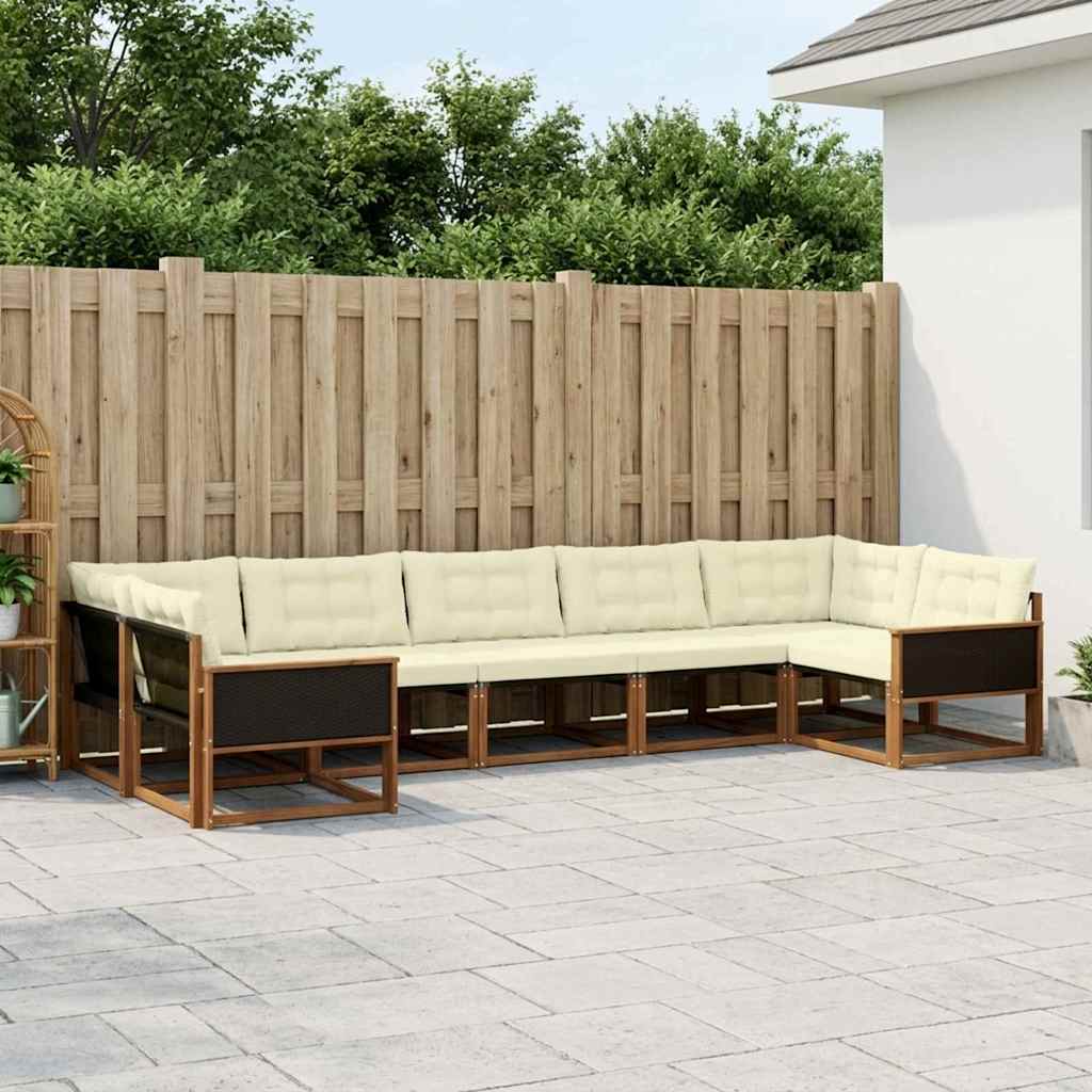 vidaXL Zestaw sof na zewnątrz z poduszką 7 pcs Naturalny i Kremowy