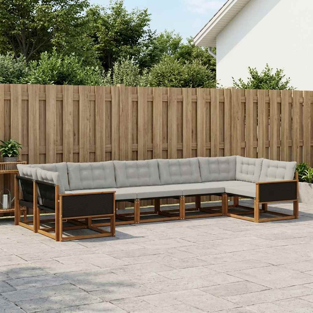 vidaXL Zestaw sof na zewnątrz z poduszką 7 pcs Naturalny i jasnoszary