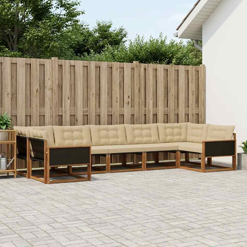 vidaXL Zestaw sof na zewnątrz z poduszką 7 pcs Naturalny i Beżowy