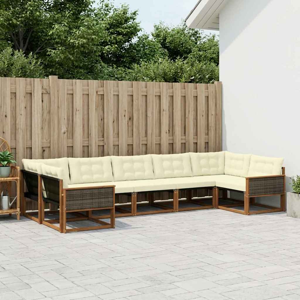 vidaXL Zestaw sof na zewnątrz z poduszką 7 pcs Naturalny i Kremowy