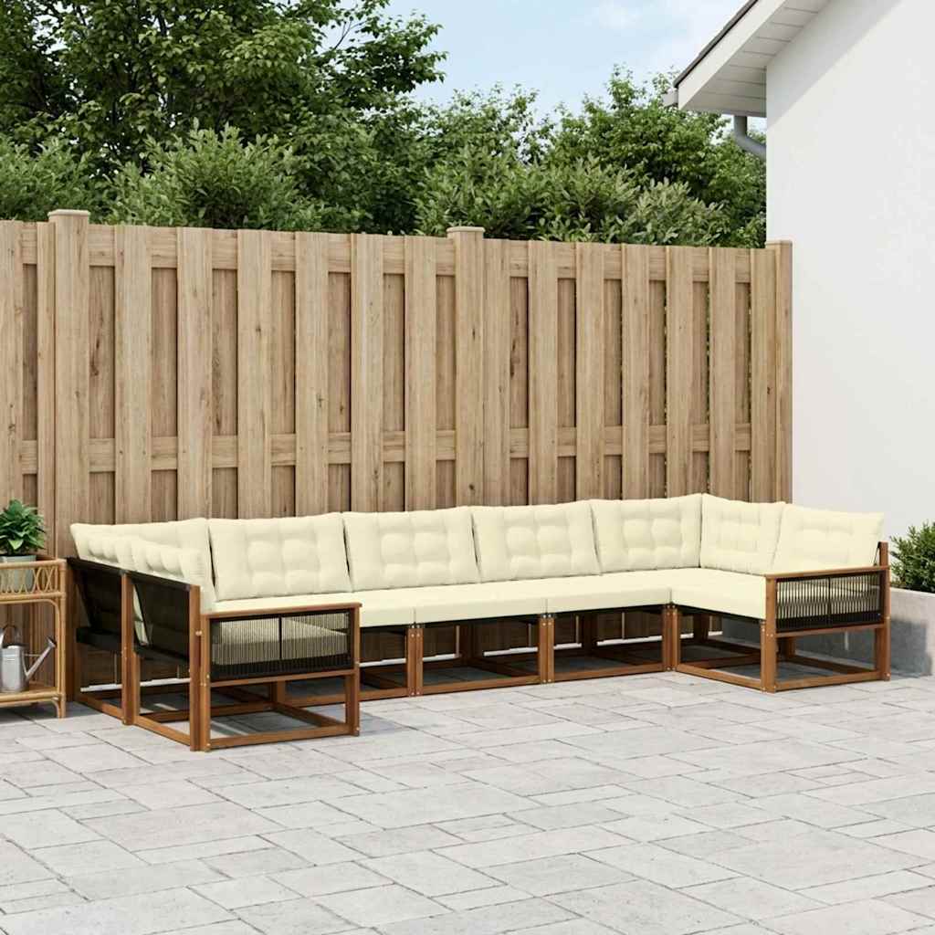 vidaXL Zestaw sof na zewnątrz z poduszką 7 pcs Naturalny i Kremowy
