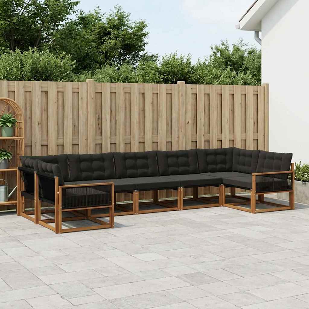 vidaXL Zestaw sof na zewnątrz z poduszką 7 pcs Naturalny i czarny
