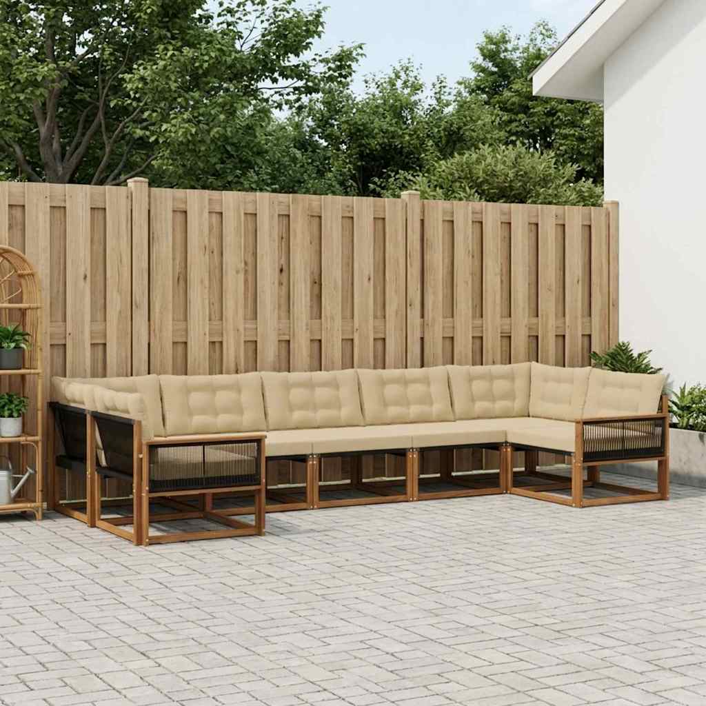 vidaXL Zestaw sof na zewnątrz z poduszką 7 pcs Naturalny i Beżowy