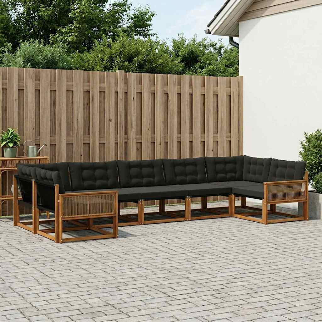 vidaXL Zestaw sof na zewnątrz z poduszką 7 pcs Naturalny i czarny