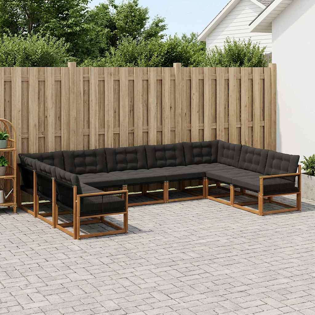 vidaXL Zestaw sof na zewnątrz z poduszką 9 pcs Naturalny i czarny
