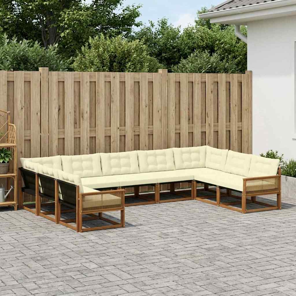 vidaXL Zestaw sof na zewnątrz z poduszką 9 pcs Naturalny i Kremowy