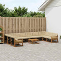 vidaXL Zestaw sof na zewnątrz z poduszką 11 pcs Naturalny i Beżowy