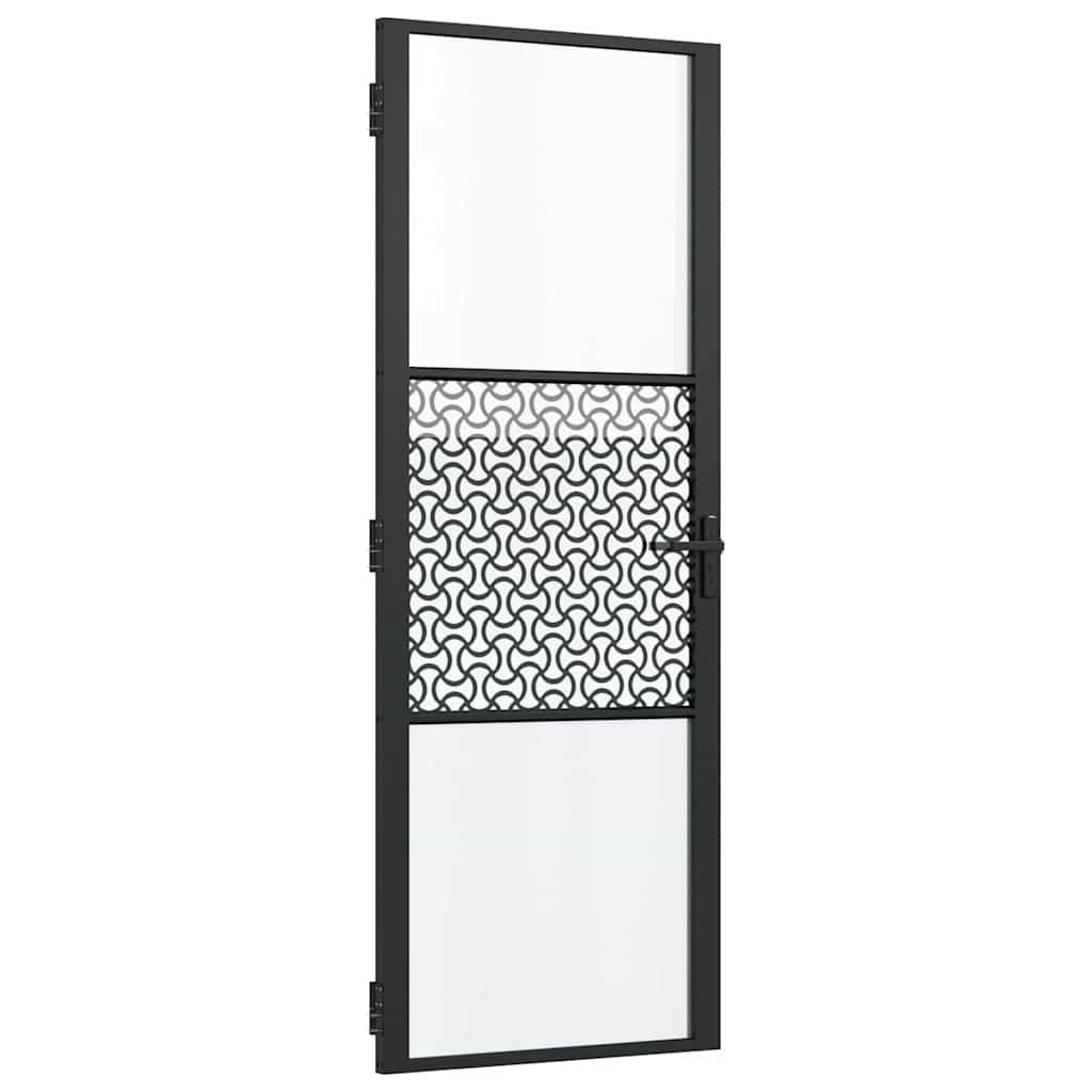 vidaXL Drzwi szklane Fretwork Czarny 76 x 3,5 x 201,5 cm Aluminium