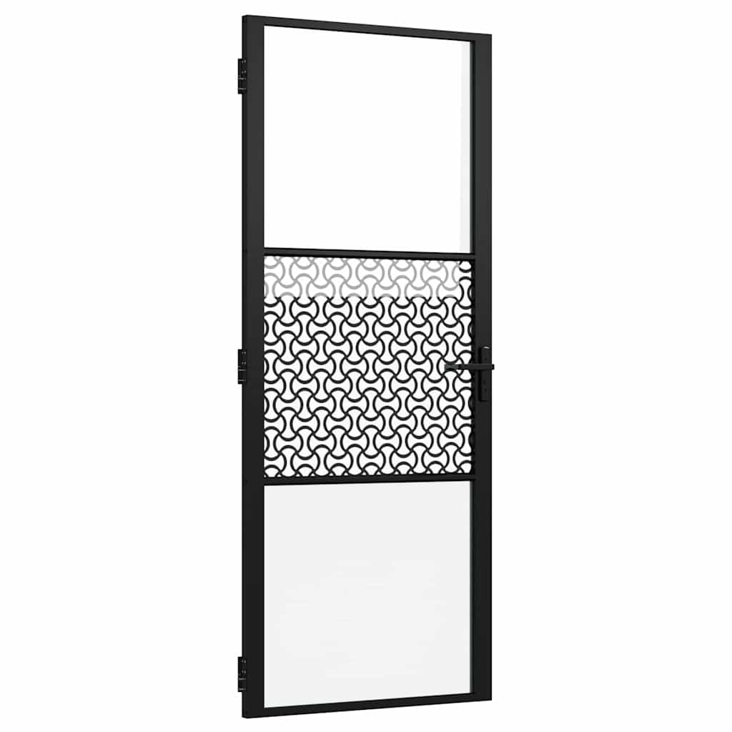 vidaXL Drzwi szklane Fretwork Czarny 83 x 3,5 x 201,5 cm Aluminium