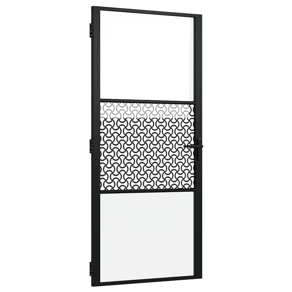 vidaXL Drzwi szklane Fretwork Czarny 93 x 3,5 x 201,5 cm Aluminium