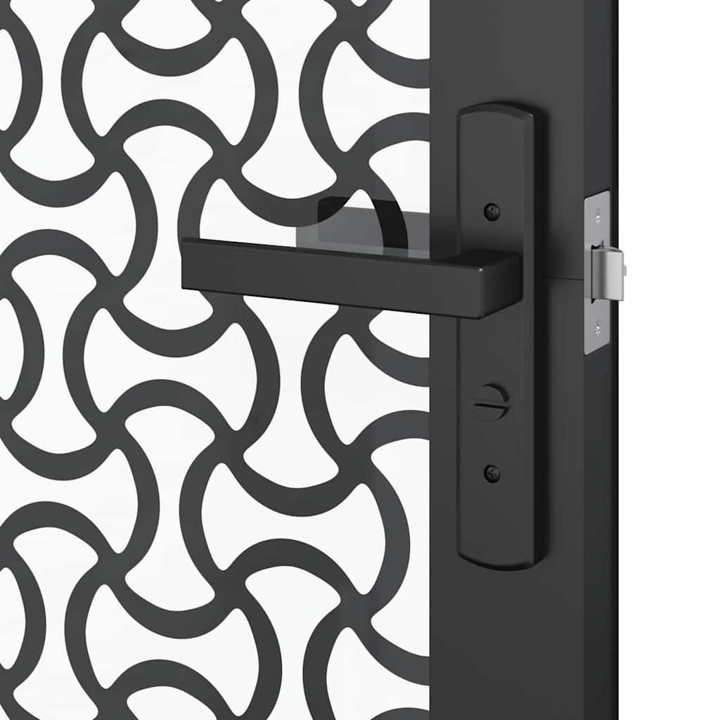 vidaXL Drzwi szklane Fretwork Czarny 102,5 x 3,5 x 201,5 cm Aluminium