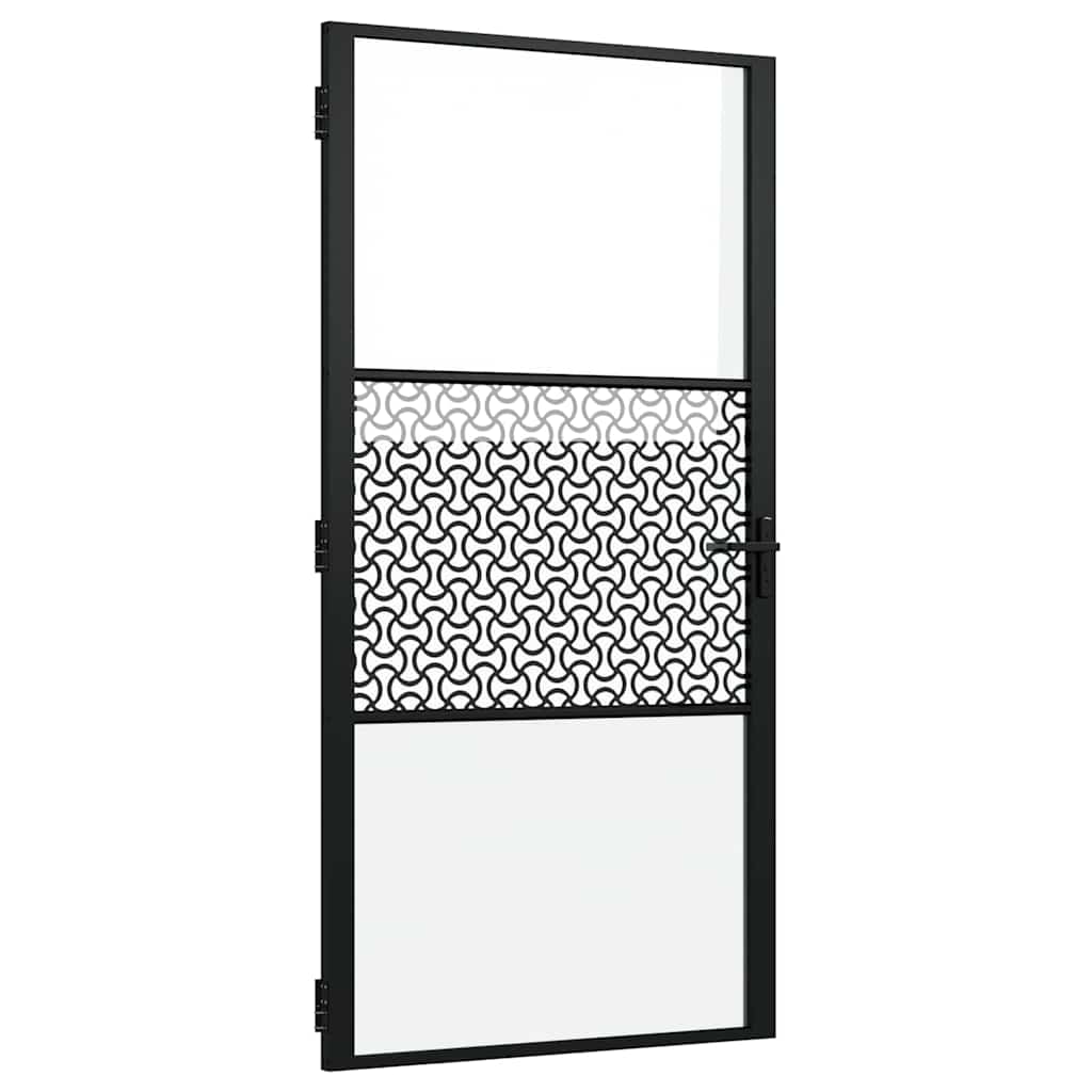 vidaXL Drzwi szklane Fretwork Czarny 102,5 x 3,5 x 201,5 cm Aluminium