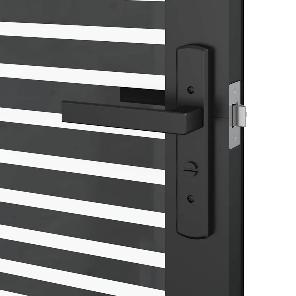 vidaXL Drzwi szklane Paski Czarny 76 x 3,5 x 201,5 cm Aluminium