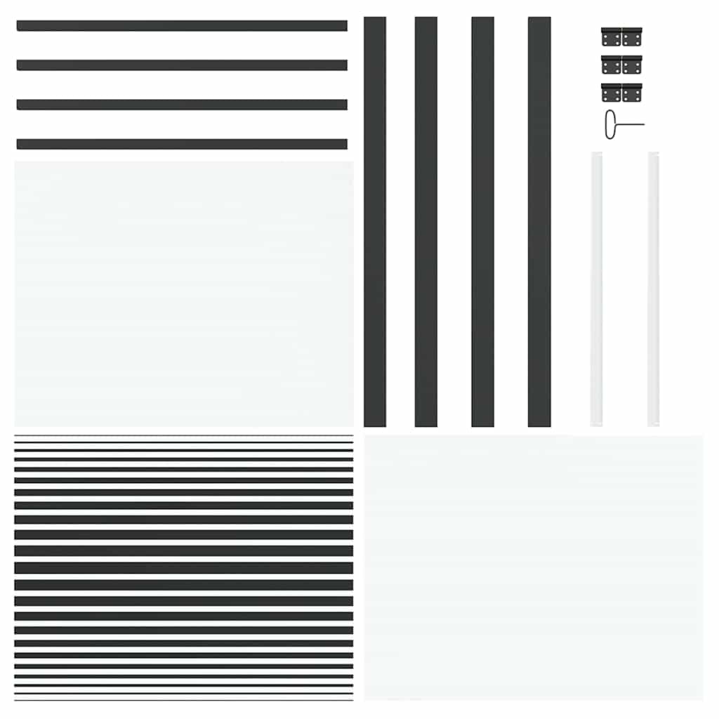 vidaXL Drzwi szklane Paski Czarny 93 x 3,5 x 201,5 cm Aluminium