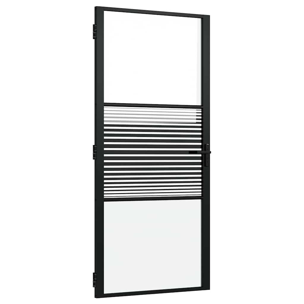 vidaXL Drzwi szklane Paski Czarny 93 x 3,5 x 201,5 cm Aluminium
