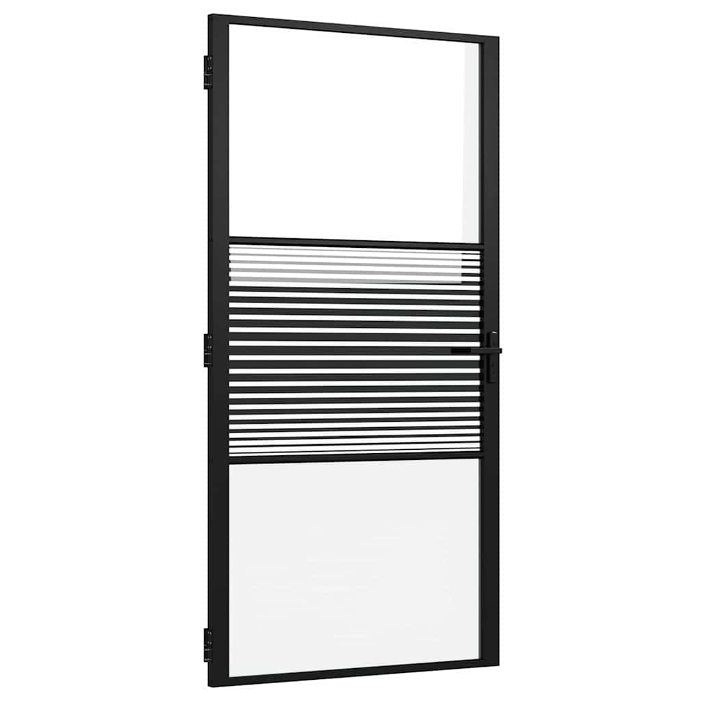 vidaXL Drzwi szklane Paski Czarny 102,5 x 3,5 x 201,5 cm Aluminium
