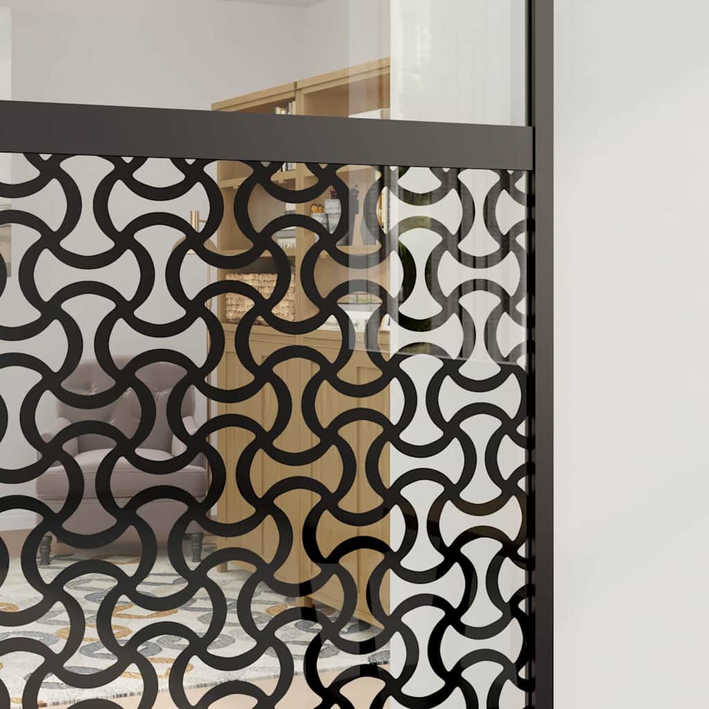 vidaXL Drzwi szklane Fretwork Czarny 76 x 2 x 205 cm Aluminium