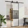 vidaXL Drzwi szklane Fretwork Czarny 76 x 2 x 205 cm Aluminium