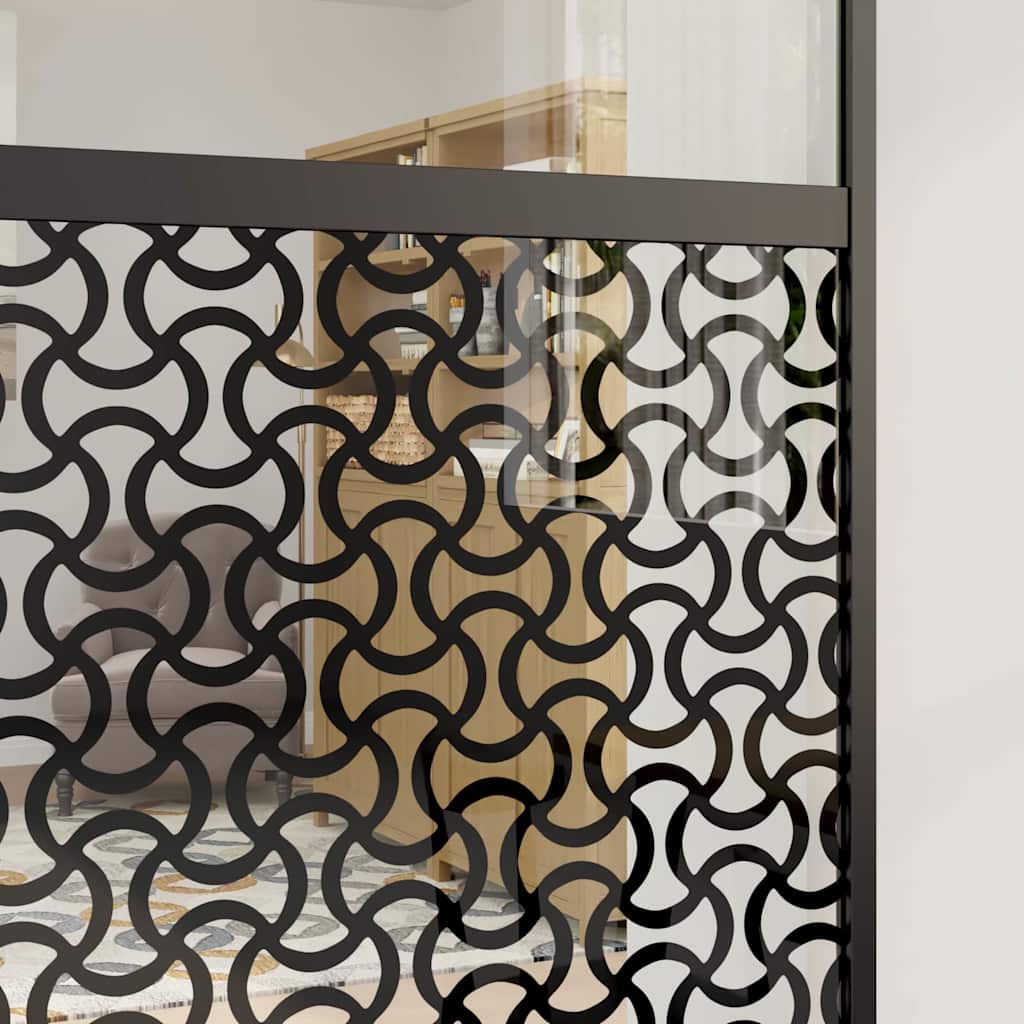 vidaXL Drzwi szklane Fretwork Czarny 90 x 2 x 205 cm Aluminium