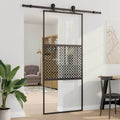 vidaXL Drzwi szklane Fretwork Czarny 90 x 2 x 205 cm Aluminium